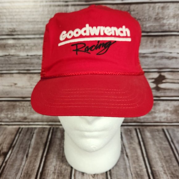 Vtg GOODWRENCH RACING Crown Classic Men's Red Trucker Snapback Mesh OSFA Cap Hat - Picture 1 of 6